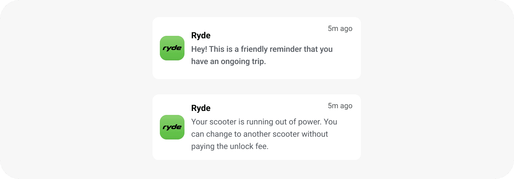 Trip status automated push notification campaign